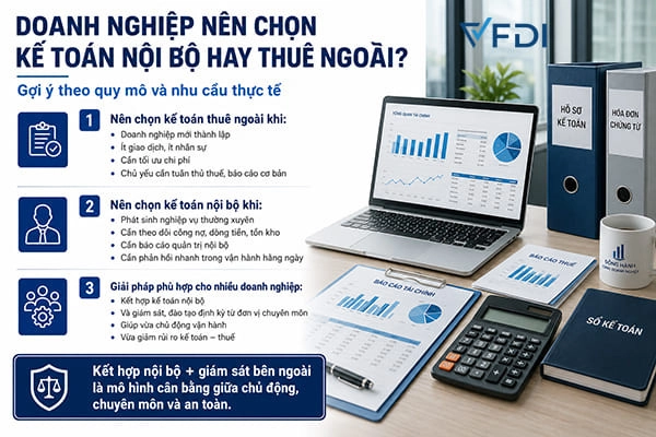 Doanh nghiệp nên chọn kế toán nội bộ hay thuê ngoài