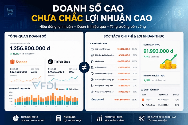Cách tính lợi nhuận thật khi kinh doanh trên sàn Shopee, Tiktok shop