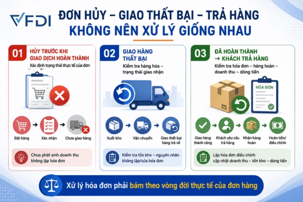 Xử lý hóa đơn đơn hủy và trả hàng trên sàn thương mại điện tử